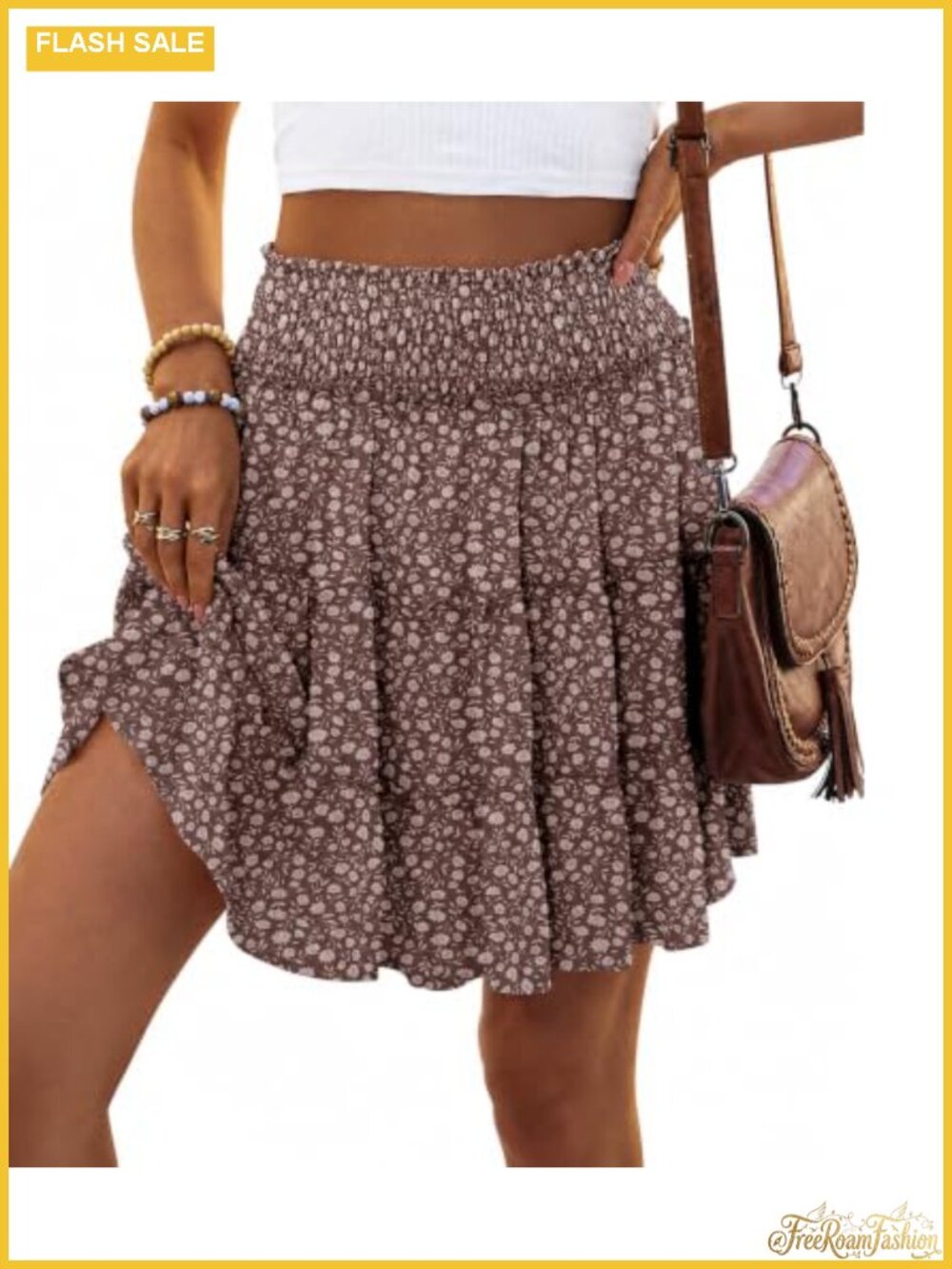 Rayon Ruffle Skort High Waist Mini Skirt with Built-in Shorts for Women